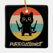 Kitten Rock Band Funny Percussionist Cat Playing Keramikornament (Vorderseite)