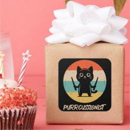 Kitten Rock Band Funny Percussionist Cat Playing Quadratischer Aufkleber