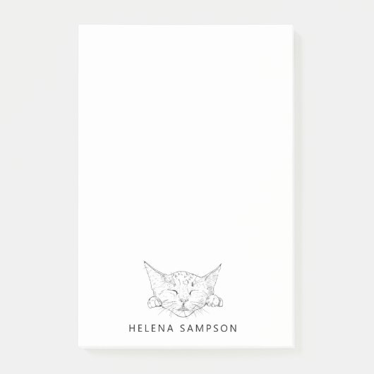 Kitten Schlafen Funny Cats Sketch Personalisiert Post-it Klebezettel (Vorderseite)