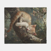 Kitten Schlafen in einem Baum Vintag Fleecedecke (Vorderseite (Horizontal))