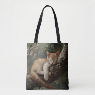 Kitten Schlafen in einem Baum Vintag Tasche