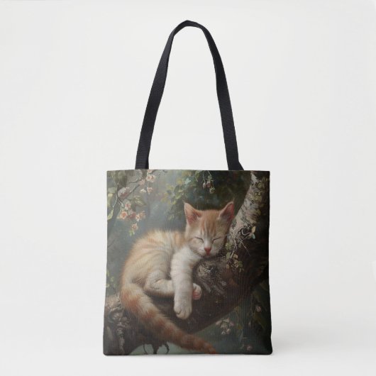 Kitten Schlafen in einem Baum Vintag Tasche (Vorderseite)