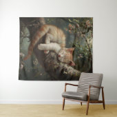 Kitten Schlafen in einem Baum Vintag Wandteppich (Beispiel (Horizontal))