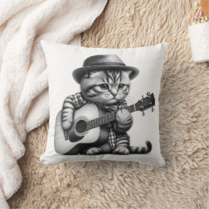 Kitten Shirt Hat Acoustic Gitarrenstift Portrait Kissen