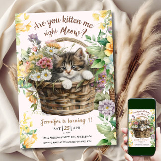 Kitten Sie mich? | Cat Girl 1. Geburtstag Einladung