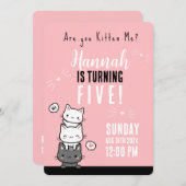 "Kitten Sie mich?" Einladung zum Geburtstag Custom (Vorne/Hinten)