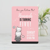 "Kitten Sie mich?" Einladung zum Geburtstag Custom (Stehend Vorderseite)