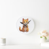 Kitten Sipping Coffee Runde Wanduhr (Zuhause)