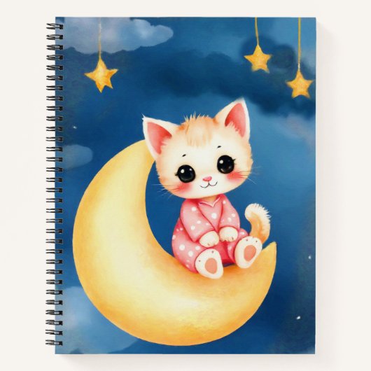 Kitten Sitting on the Moon Notizblock (Vorderseite)