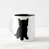 Kitten Sitting Silhouette Cat Black White Zweifarbige Tasse (Vorderseite Links)