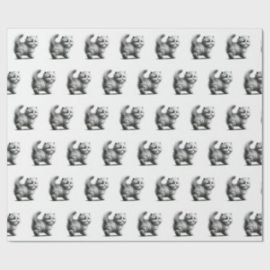 Kitten Sketch auf Weiß Geschenkpapier (Flach)