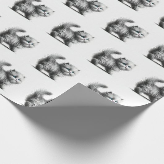 Kitten Sketch auf Weiß Geschenkpapier (Ecke)