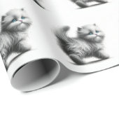Kitten Sketch auf Weiß Geschenkpapier (Rolleneckpunkt)