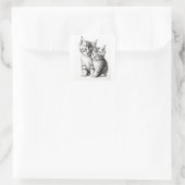 Kitten Sketch Quadratischer Aufkleber (Tasche)