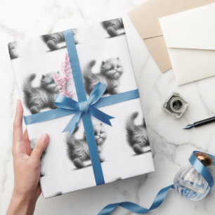 Kitten-Skizze auf Weiß Geschenkpapier