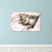 Kitten Sleeping on Towel Leinwanddruck (Insitu (Holzboden))