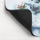 Kitten Spielen mit Blume | ABSTRAKT | Wasserfarbe Mousepad (Ecke)
