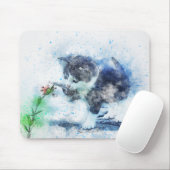 Kitten Spielen mit Blume | ABSTRAKT | Wasserfarbe Mousepad (Mit Mouse)