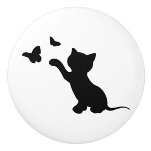 KITTEN SPIELEN MIT SCHALTFLÄCHEN KERAMIKKNAUF