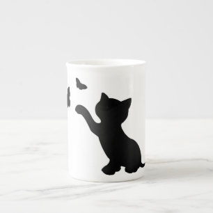 KITTEN SPIELEN MIT SCHALTFLÄCHEN PORZELLANTASSE