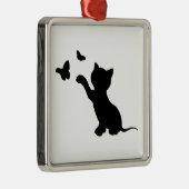 KITTEN SPIELEN MIT SCHALTFLÄCHEN SILBERNES ORNAMENT (Rechts)