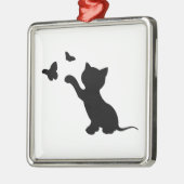 KITTEN SPIELEN MIT SCHALTFLÄCHEN SILBERNES ORNAMENT (Links)