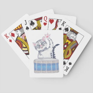 Kitten spielt eine Trommel Spielkarten