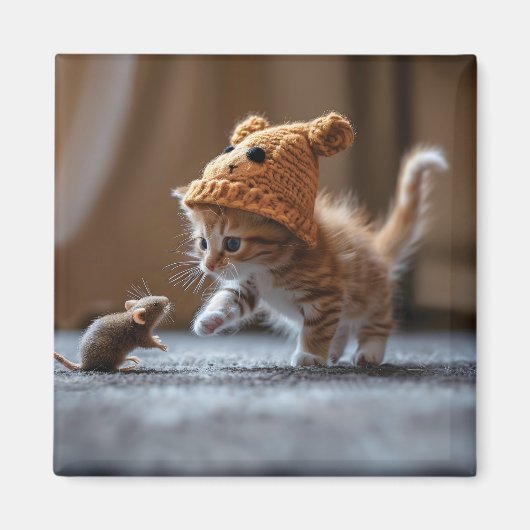 Kitten spielt mit einer kleinen Maus Magnet (Vorne)