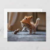 Kitten spielt mit einer kleinen Maus Postkarte (Vorne/Hinten)