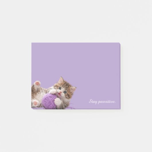 Kitten Stay Pawsitive Sticky Notes Post-it Klebezettel (Vorderseite)