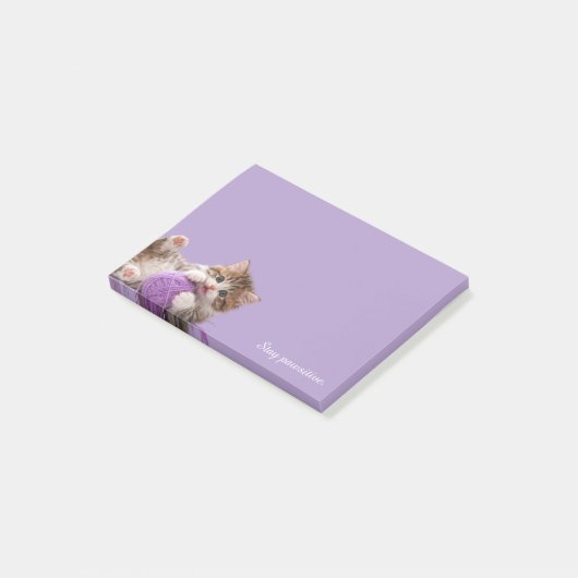 Kitten Stay Pawsitive Sticky Notes Post-it Klebezettel (angewinkelt)