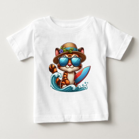 Kitten Surfer Baby T-shirt (Vorderseite)