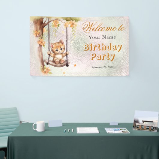 Kitten Swing Geburtstag Willkommen Banner (Messeveranstaltung)