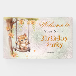 Kitten Swing Geburtstag Willkommen Banner