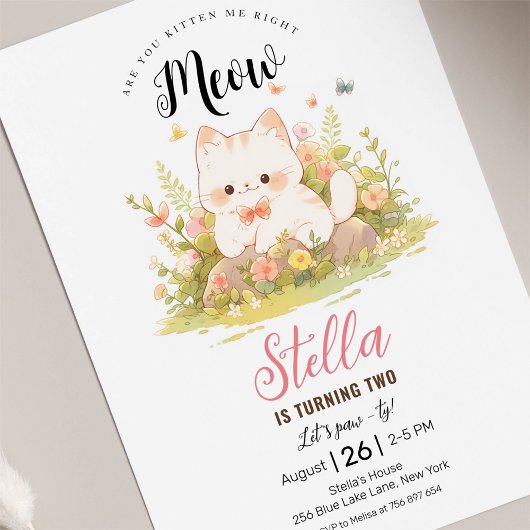 Kitten tabby white Kitty Cat Birthday Einladung