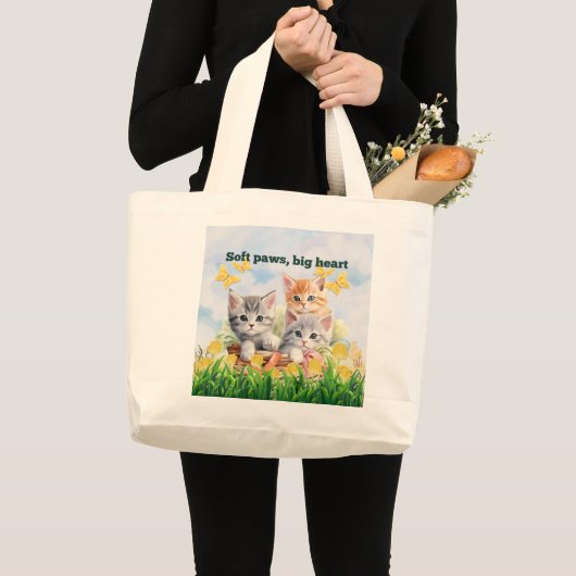 Kitten Theme Jumbo Tote Bag Stoffbeutel (Vorderseite (Produkt))
