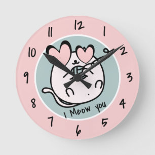 Kitten Uhren, Kinderzimmer, Animal Girl Kitty Nied Runde Wanduhr