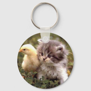 Kitten und Baby Chick Schlüsselanhänger