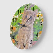 Kitten und Blume Große Wanduhr (Winkel)