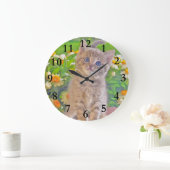 Kitten und Blume Große Wanduhr (Zuhause)