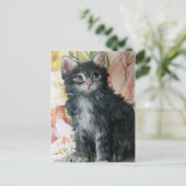 Kitten und Blume Postkarte (Stehend Vorderseite)