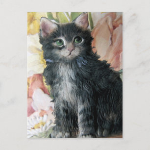 Kitten und Blume Postkarte