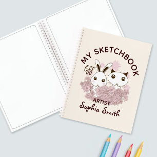 Kitten und Bunny Animal Friends Girls Kinder Sketc Notizblock