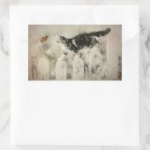 Kitten und Butterfly Rechteckiger Aufkleber (Tasche)