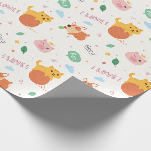 Kitten und Corgi Puppy Geschenkpapier (Ecke)