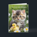 Kitten und Duckling Friends Geburtstag Karte<br><div class="desc">Niedliches Kätzchen mit gelbem Entlein zum Geburtstag eines Freundes.</div>