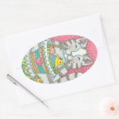 KITTEN UND EASTER EGG BASKET, CAT-STICKER OVALER AUFKLEBER (Umschlag)