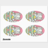 KITTEN UND EASTER EGG BASKET, CAT-STICKER OVALER AUFKLEBER (Blatt)