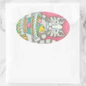 KITTEN UND EASTER EGG BASKET, CAT-STICKER OVALER AUFKLEBER (Tasche)