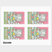 KITTEN UND EASTER EGG BASKET, CAT-STICKER RECHTECKIGER AUFKLEBER (Blatt)